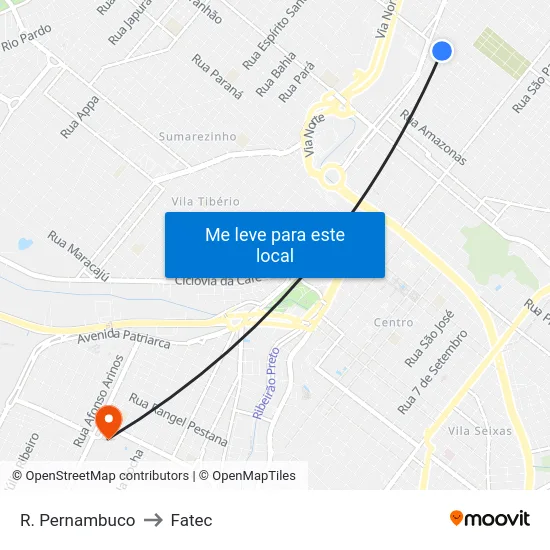 R. Pernambuco to Fatec map