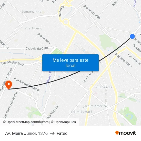 Av. Meira Júnior, 1376 to Fatec map