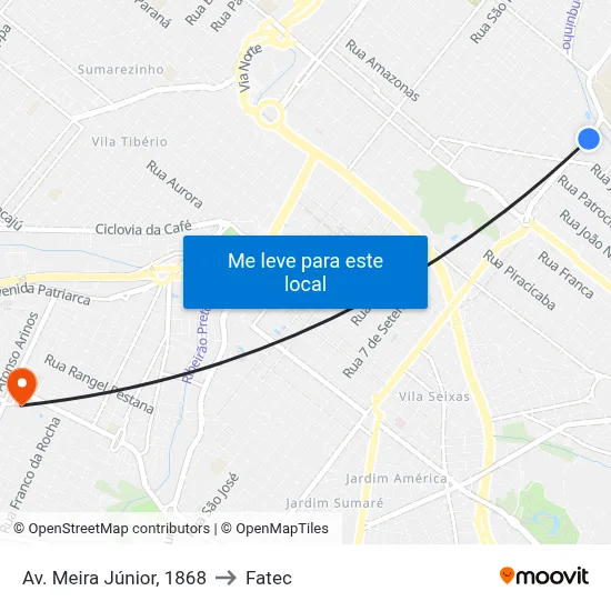 Av. Meira Júnior, 1868 to Fatec map