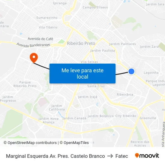Marginal Esquerda Av. Pres. Castelo Branco to Fatec map
