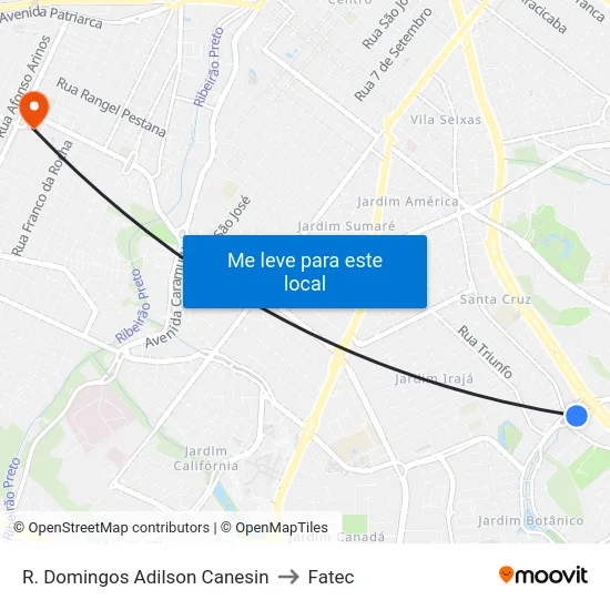 R. Domingos Adilson Canesin to Fatec map
