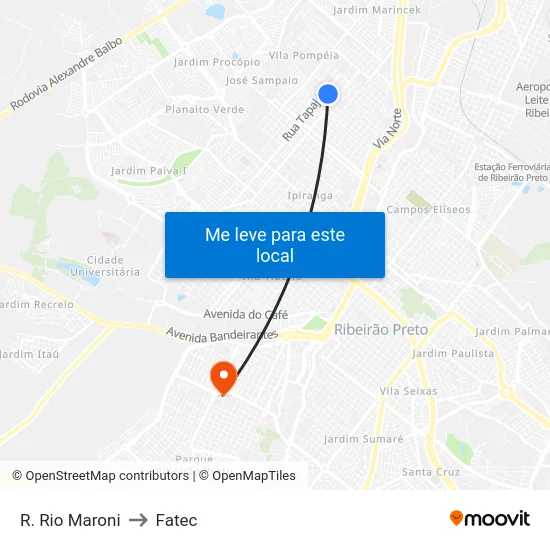 R. Rio Maroni to Fatec map