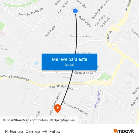 R. General Câmara to Fatec map