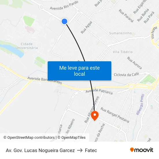 Av. Gov. Lucas Nogueira Garcez to Fatec map