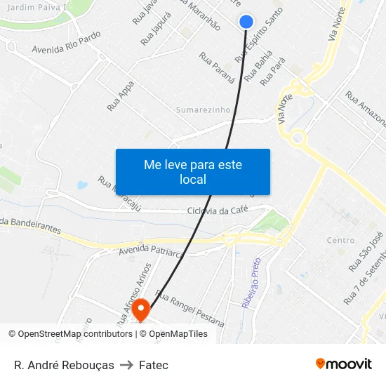 R. André Rebouças to Fatec map
