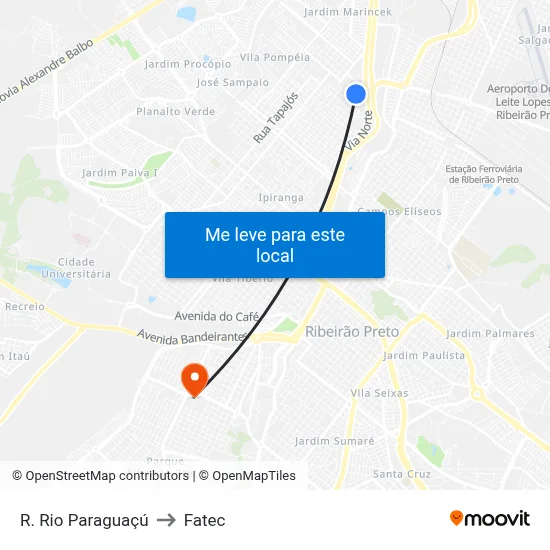 R. Rio Paraguaçú to Fatec map