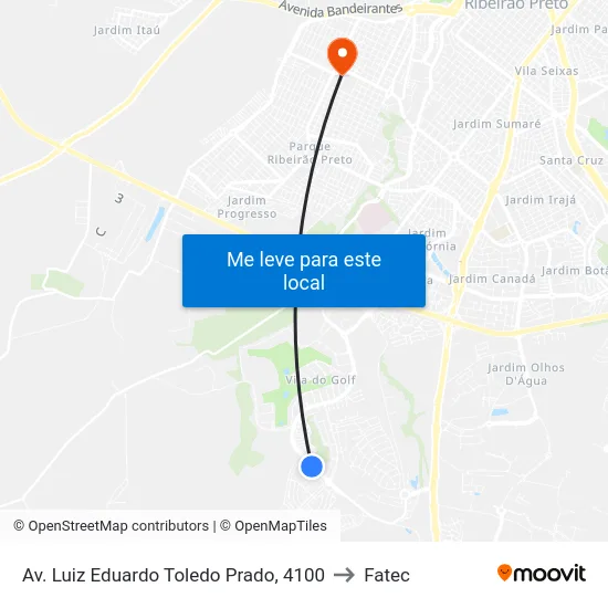 Av. Luiz Eduardo Toledo Prado, 4100 to Fatec map