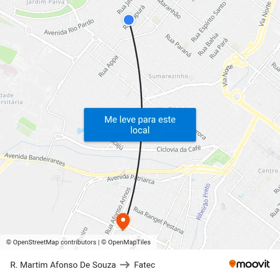 R. Martim Afonso De Souza to Fatec map