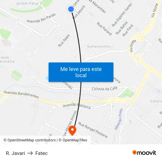 R. Javari to Fatec map