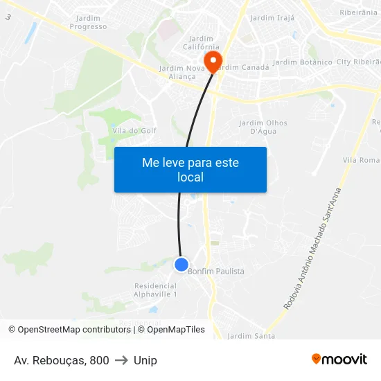 Av. Rebouças, 800 to Unip map