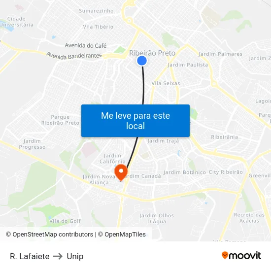 R. Lafaiete to Unip map