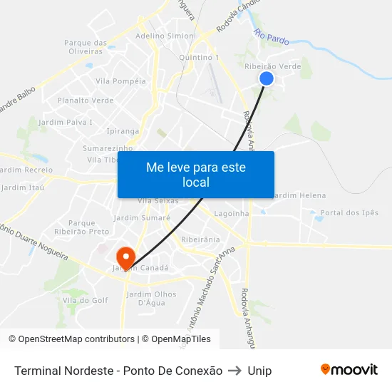 Terminal Nordeste - Ponto De Conexão to Unip map