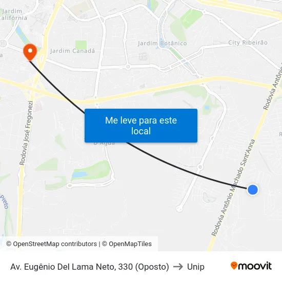 Av. Eugênio Del Lama Neto, 330 (Oposto) to Unip map