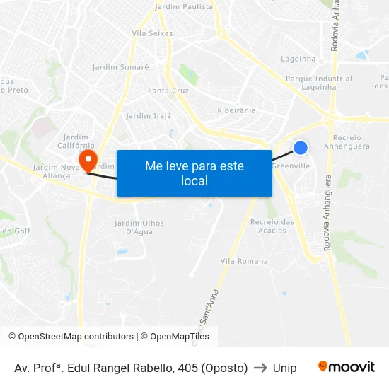 Av. Profª. Edul Rangel Rabello, 405 (Oposto) to Unip map