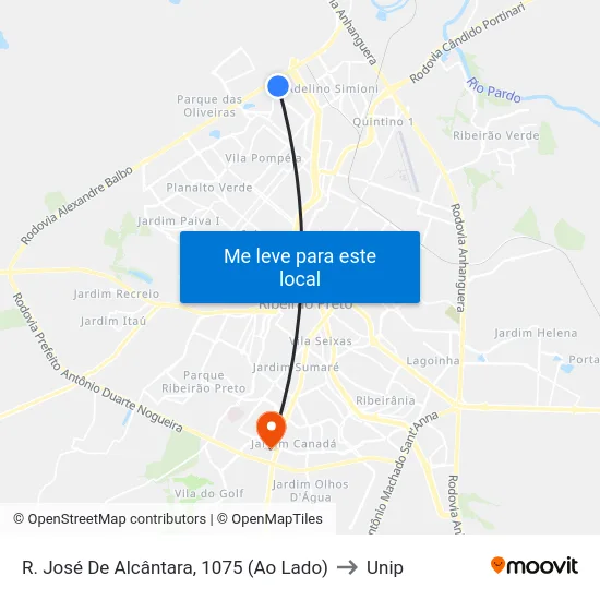 R. José De Alcântara, 1075 (Ao Lado) to Unip map