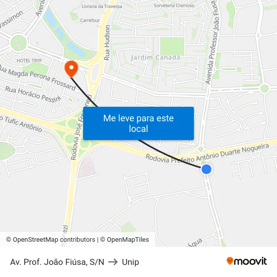 Av. Prof. João Fiúsa, S/N to Unip map