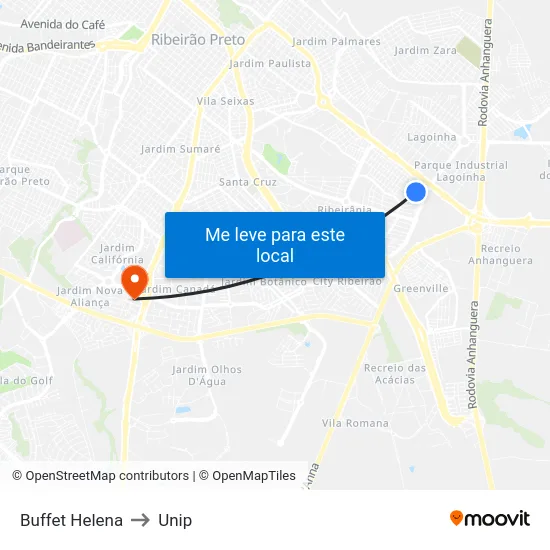 Buffet Helena to Unip map