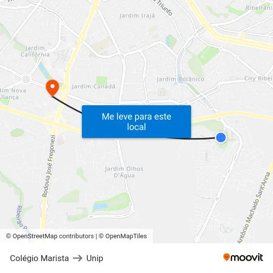 Colégio Marista to Unip map