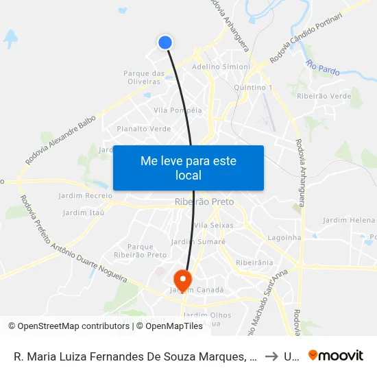 R. Maria Luiza Fernandes De Souza Marques, 815 (Oposto) to Unip map