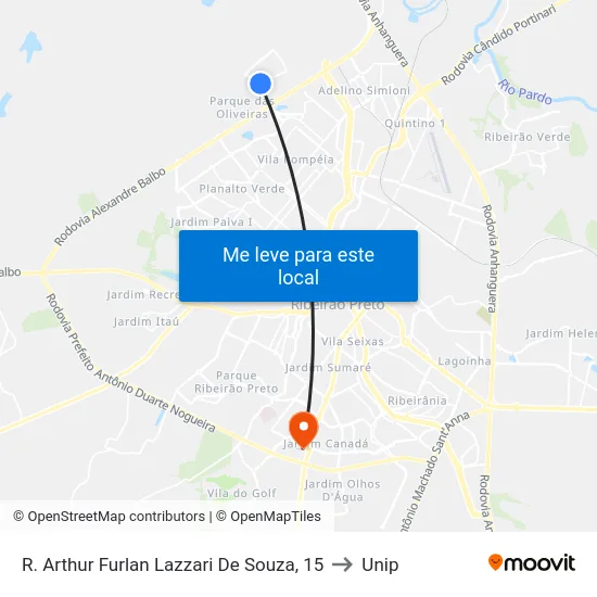R. Arthur Furlan Lazzari De Souza, 15 to Unip map