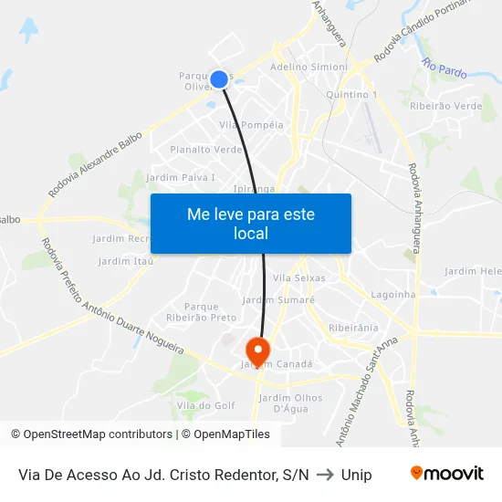 Via De Acesso Ao Jd. Cristo Redentor, S/N to Unip map