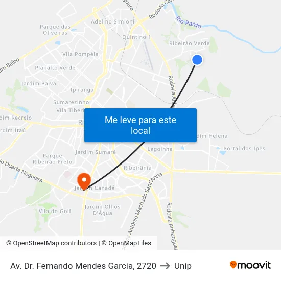 Av. Dr. Fernando Mendes Garcia, 2720 to Unip map