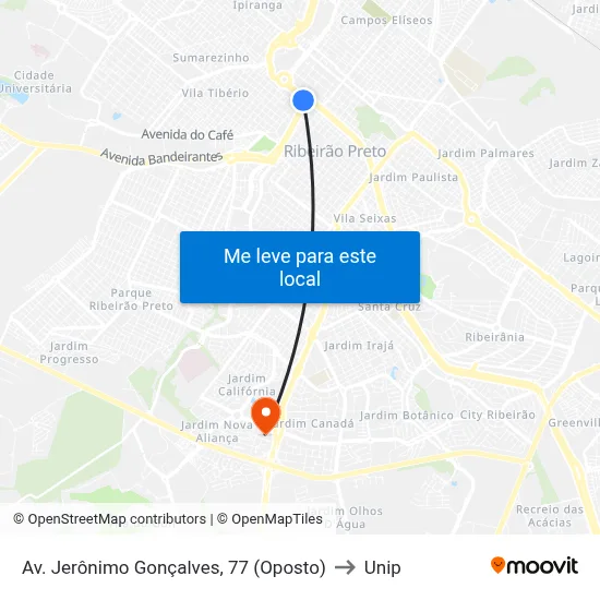 Av. Jerônimo Gonçalves, 77 (Oposto) to Unip map