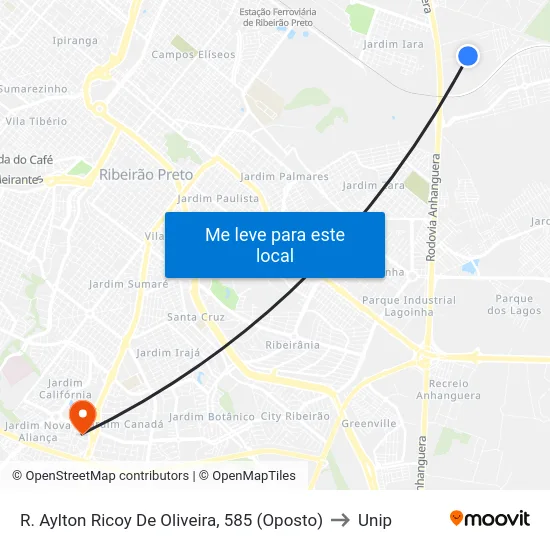R. Aylton Ricoy De Oliveira, 585 (Oposto) to Unip map