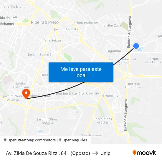 Av. Zilda De Souza Rizzi, 841 (Oposto) to Unip map