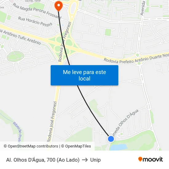 Al. Olhos D'Água, 700 (Ao Lado) to Unip map