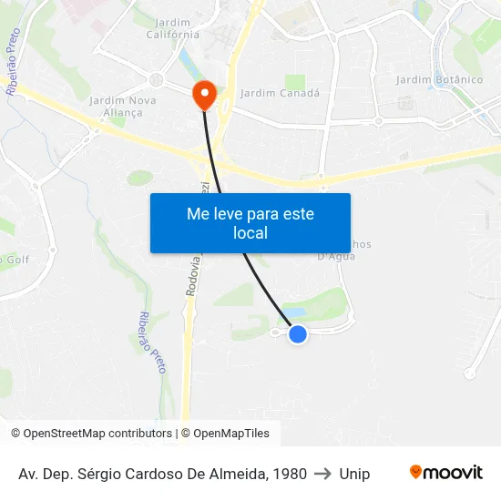 Av. Dep. Sérgio Cardoso De Almeida, 1980 to Unip map