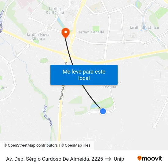 Av. Dep. Sérgio Cardoso De Almeida, 2225 to Unip map