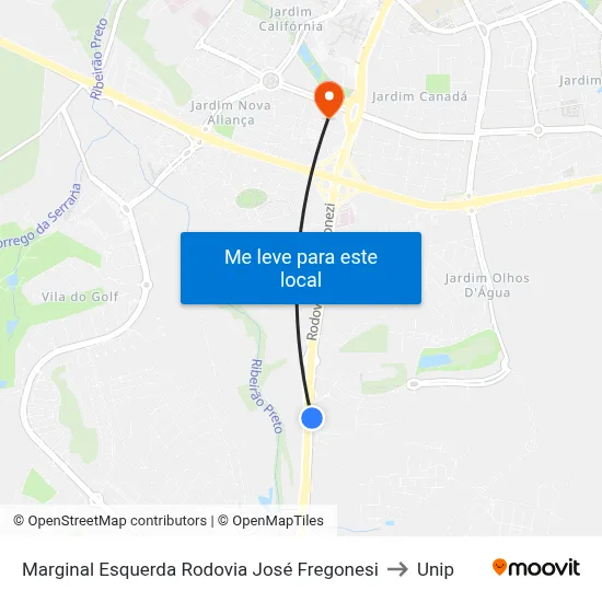 Marginal Esquerda Rodovia José Fregonesi to Unip map