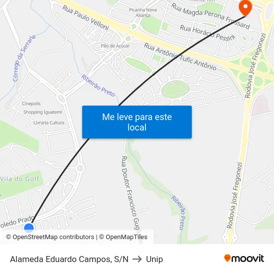 Alameda Eduardo Campos, S/N to Unip map