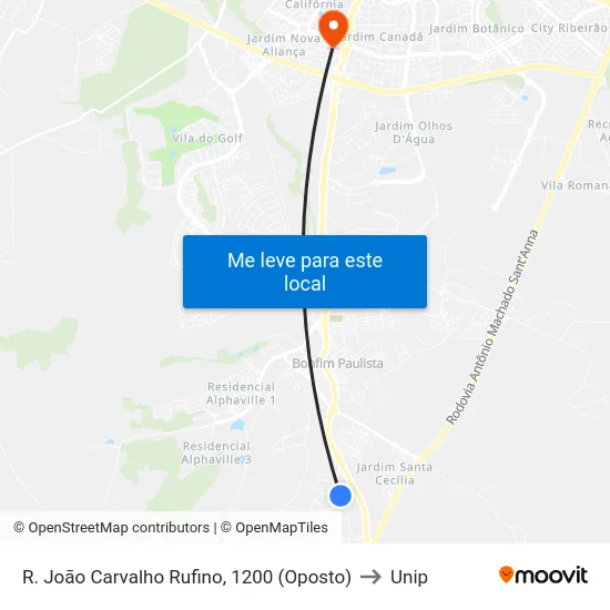 R. João Carvalho Rufino, 1200 (Oposto) to Unip map