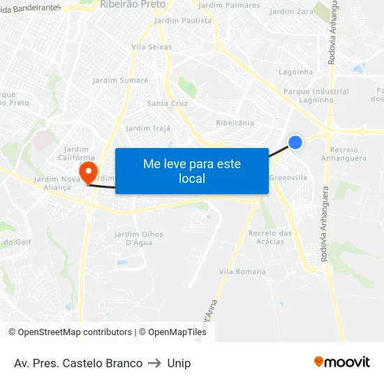 Av. Pres. Castelo Branco to Unip map