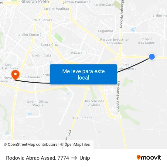 Rodovia Abrao Assed, 7774 to Unip map