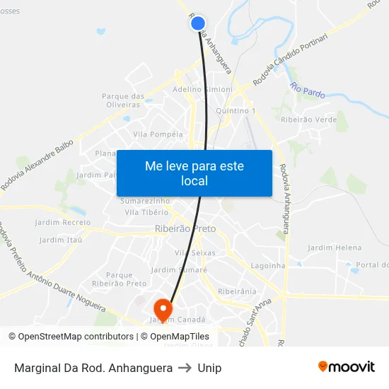 Marginal Da Rod. Anhanguera to Unip map