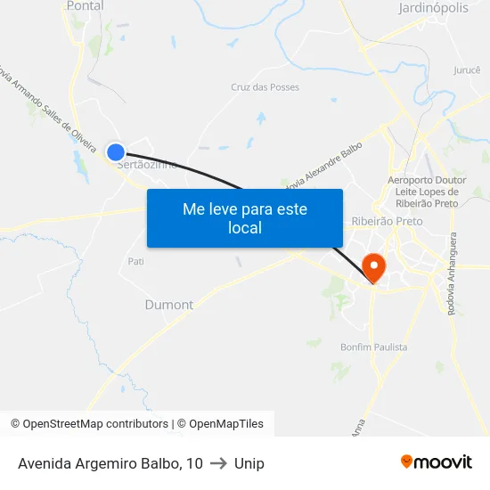 Avenida Argemiro Balbo, 10 to Unip map