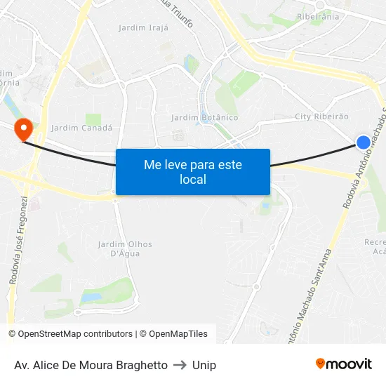 Av. Alice De Moura Braghetto to Unip map