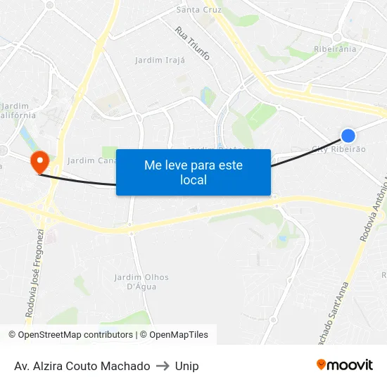 Av. Alzira Couto Machado to Unip map