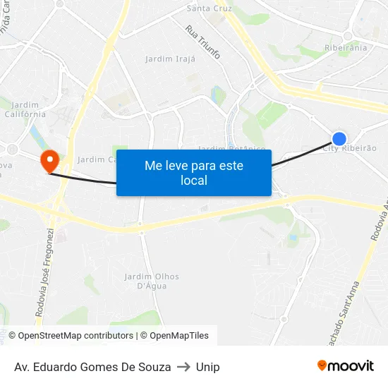 Av. Eduardo Gomes De Souza to Unip map