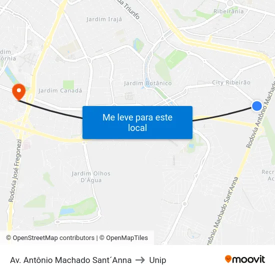 Av. Antônio Machado Sant´Anna to Unip map