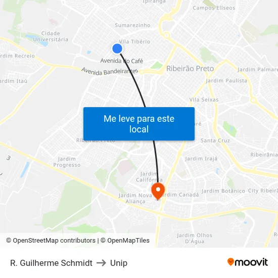 R. Guilherme Schmidt to Unip map
