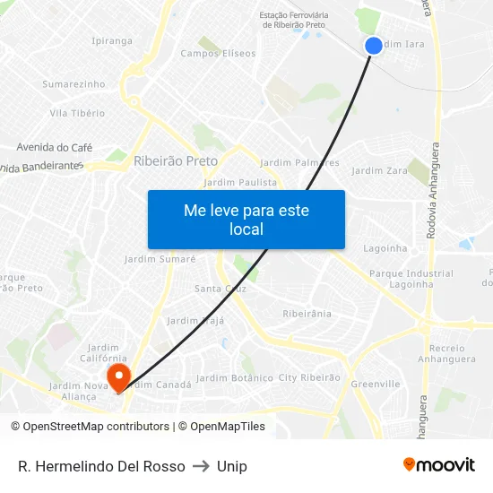 R. Hermelindo Del Rosso to Unip map