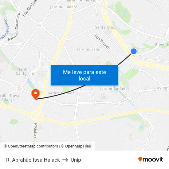 R. Abrahão Issa Halack to Unip map