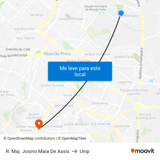 R. Maj. Josino Maia De Assis to Unip map