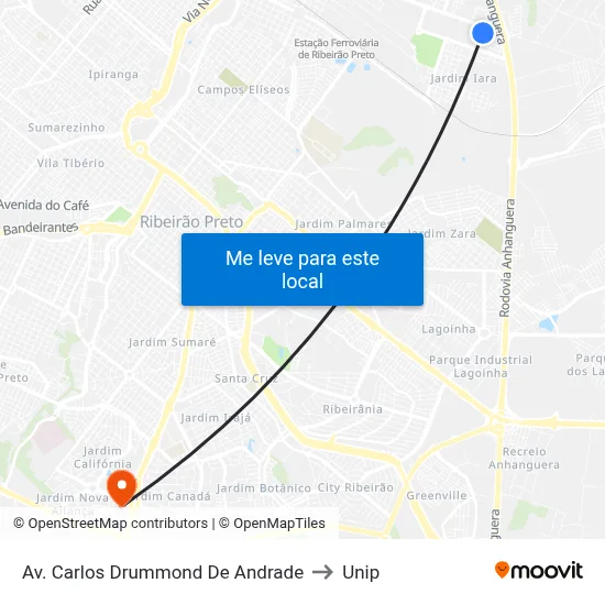 Av. Carlos Drummond De Andrade to Unip map