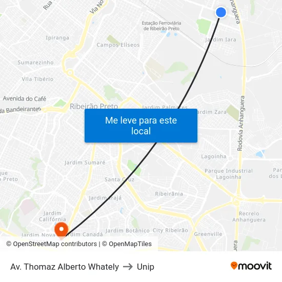 Av. Thomaz Alberto Whately to Unip map