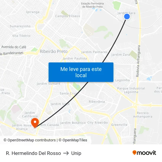 R. Hermelindo Del Rosso to Unip map